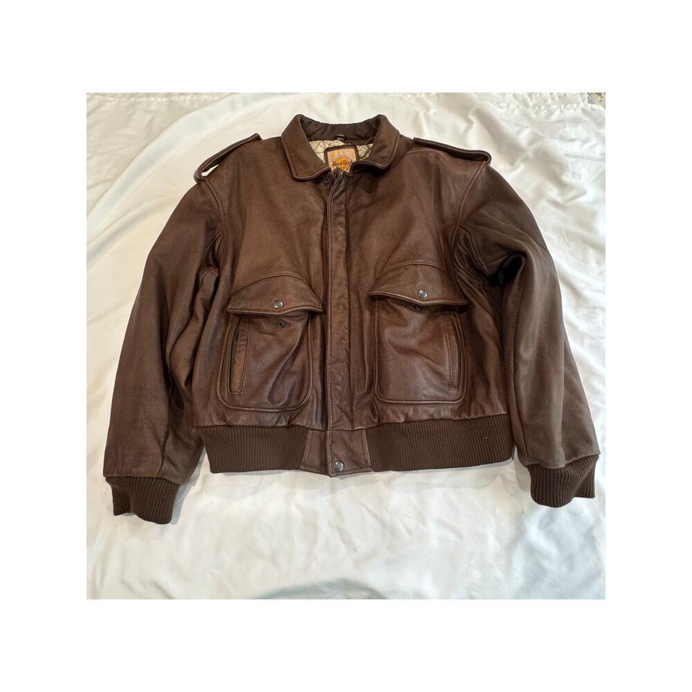 Hard Rock Cafe OSAKA Vintage LEather Bomber Jacket - Picture 4 of 16